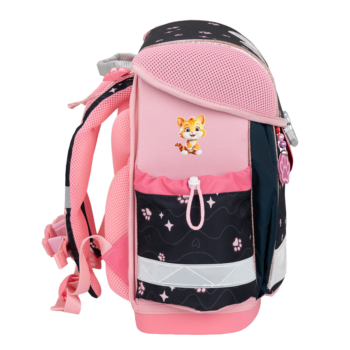 Ergonomic School Bag Set for Girls – Belmil Classy Cute Kitten Pinky with raincover (5 pcs)