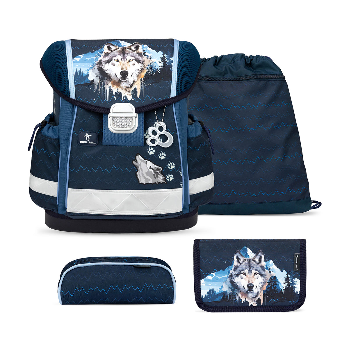 Ergonomic School Bag Set for Boys– Belmil Classy Northern Alpha (4 pcs)