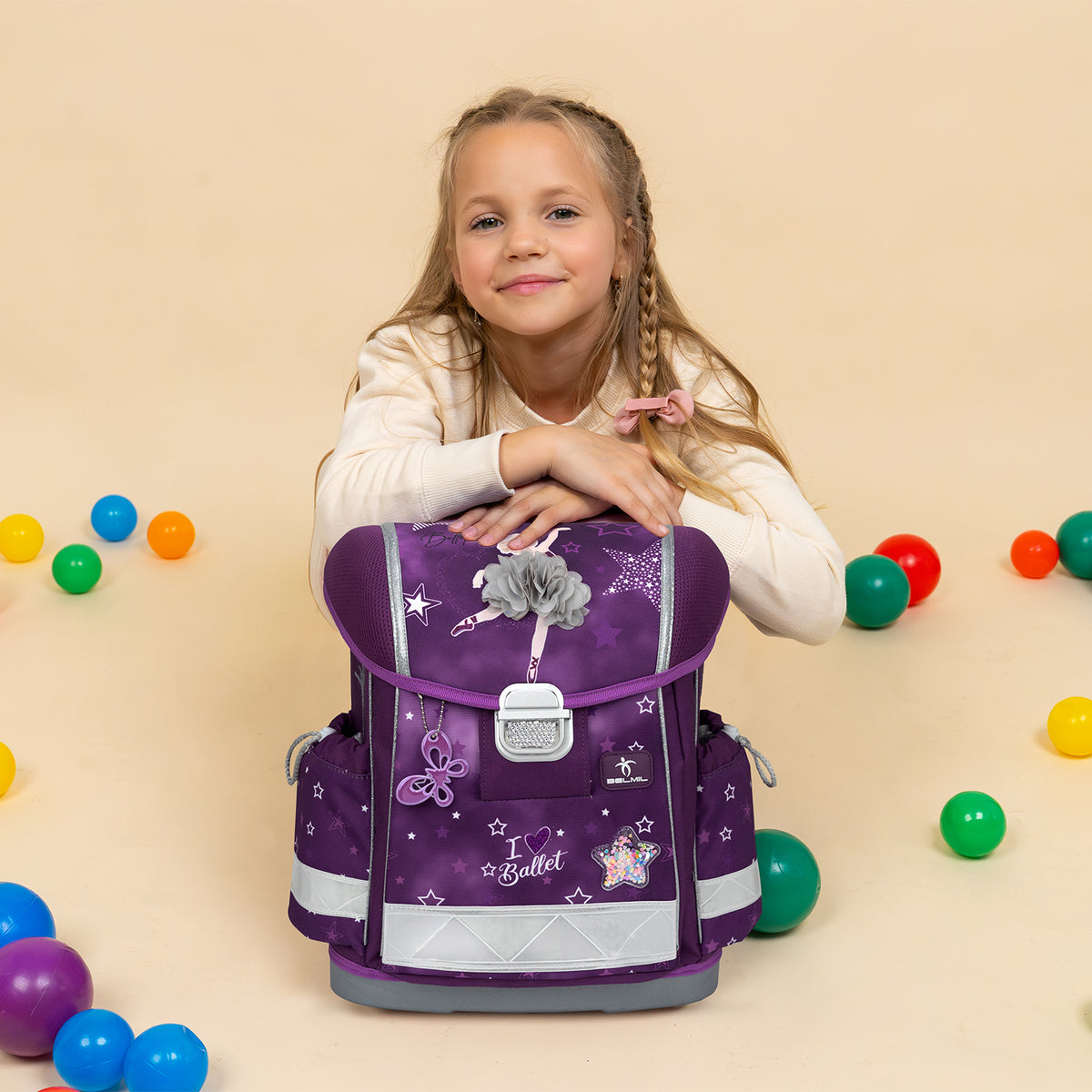 Ergonomic School Bag Set for Girls – Belmil Classy Prima Star (4 pcs)