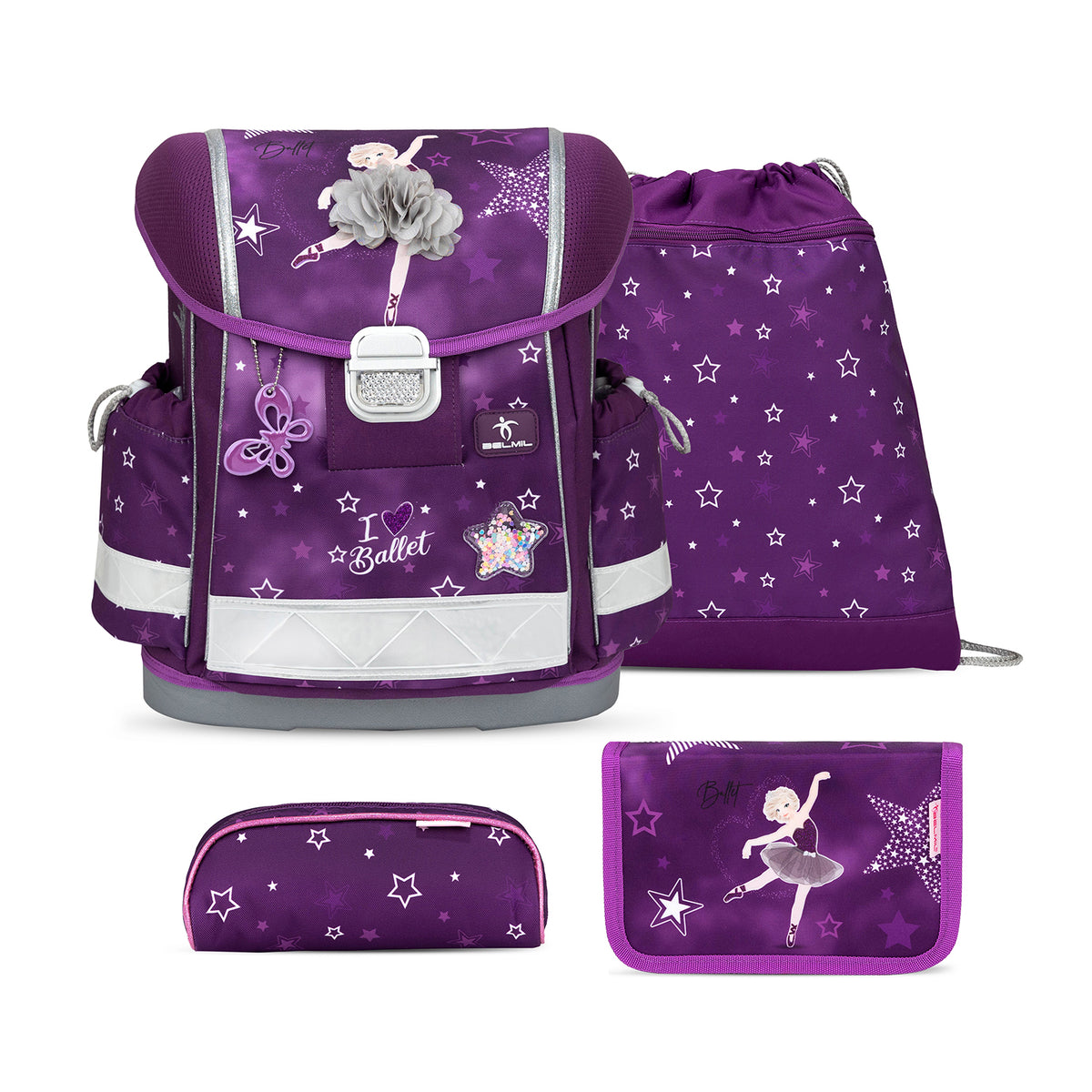 Ergonomic School Bag Set for Girls – Belmil Classy Prima Star (4 pcs)