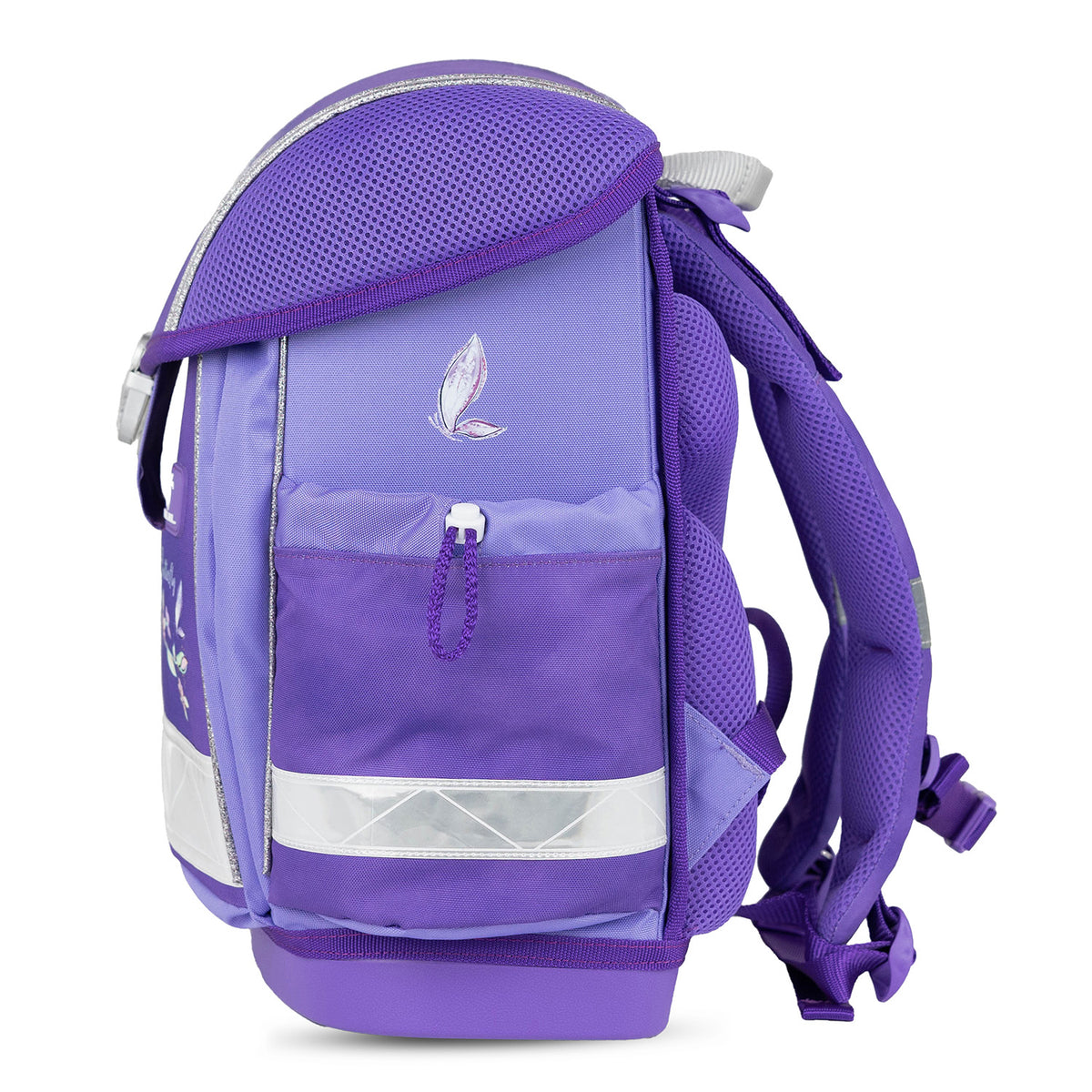 Close-up of the Ergonomic School Bag Set for Girls – Belmil Classy Starlight Wings (4 pcs) showcasing the padded shoulder straps for comfort.