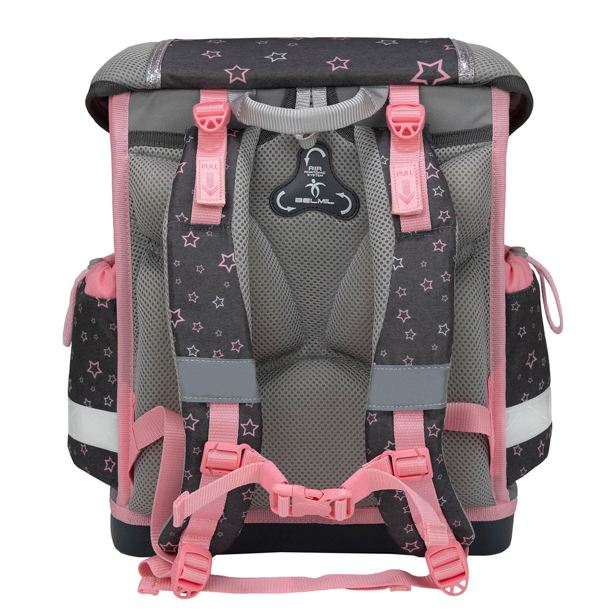 Ergonomic School Bag Set for Girls – Belmil Classy Starry Paws (4 pcs) featuring reflective elements for enhanced visibility and safety.