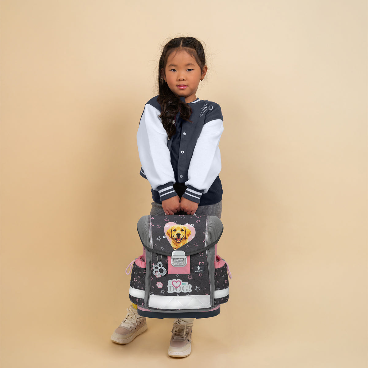 Ergonomic School Bag Set for Girls – Belmil Classy Starry Paws (4 pcs)