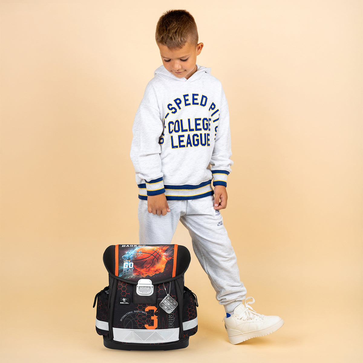 Ergonomic School Bag Set for Boys– Belmil Classy Basket Inferno (4 pcs)