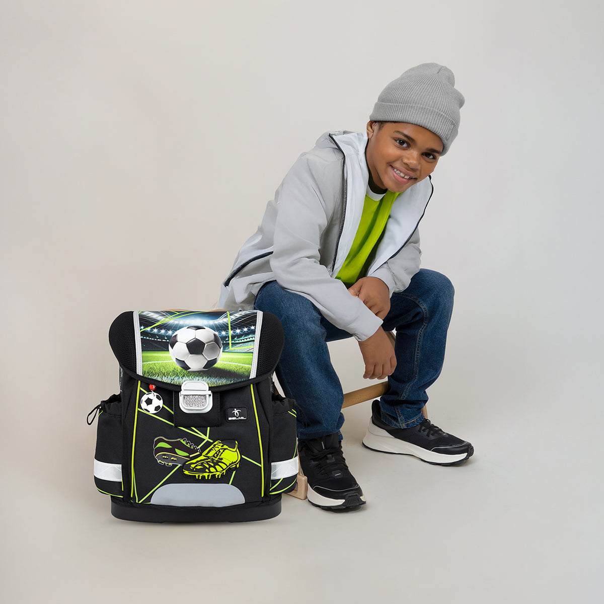 Ergonomisches Schulranzen-Set für Jungen – Belmil Classy Champion's Kick (4-tlg.)