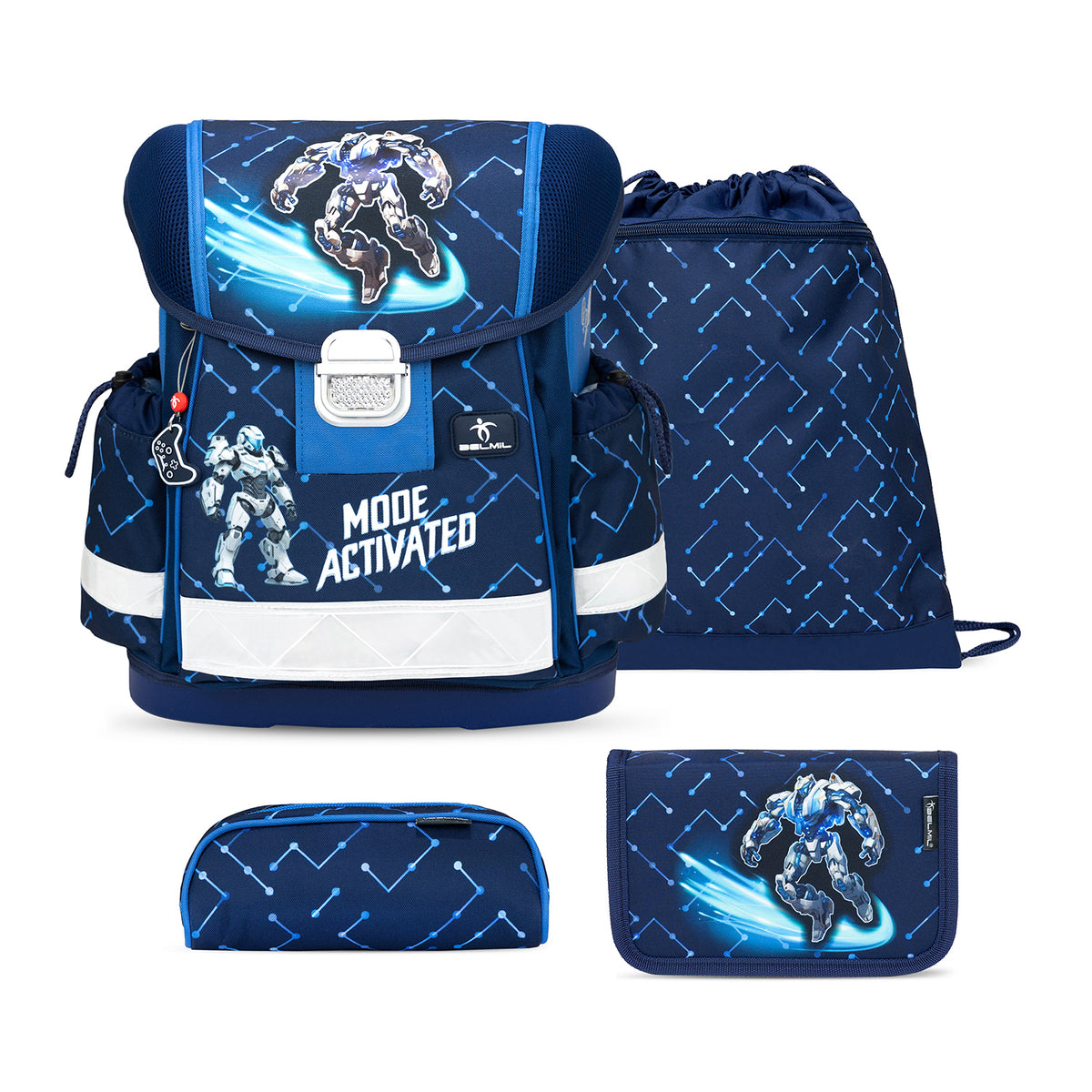 Ergonomic School Bag Set for Boys– Belmil Classy CyberNova (4 pcs)