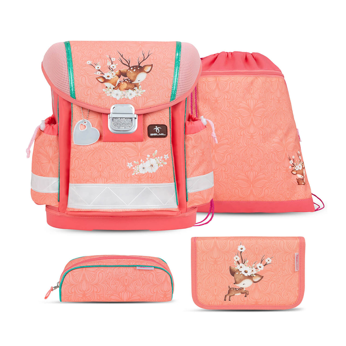 Ergonomic School Bag Set for Girls – Belmil Classy Cute Doe (4 pcs)