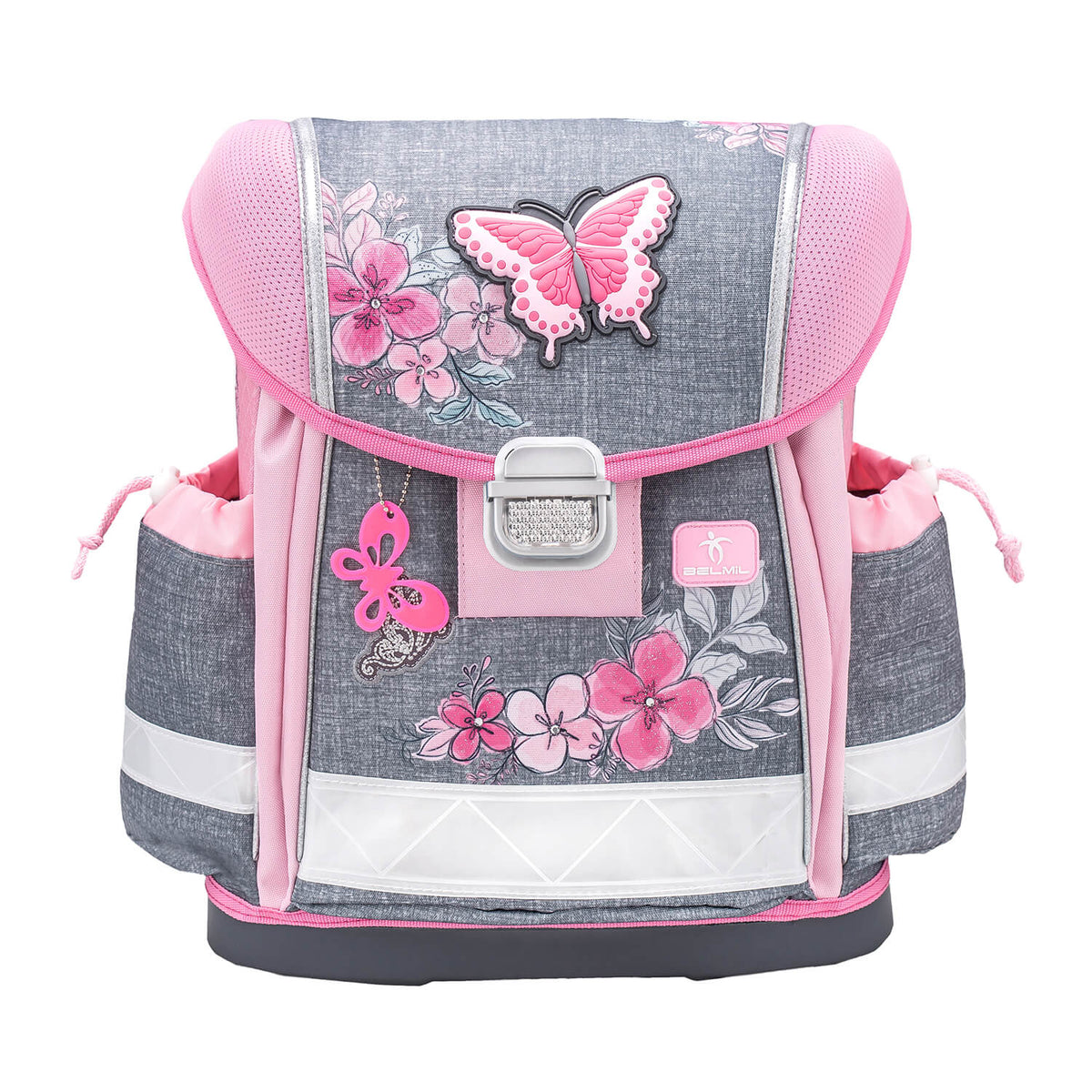 The complete Ergonomic School Bag Set for Girls – Belmil Classy Elegant (4 pcs) including bag, gym bag, and pencil cases.
