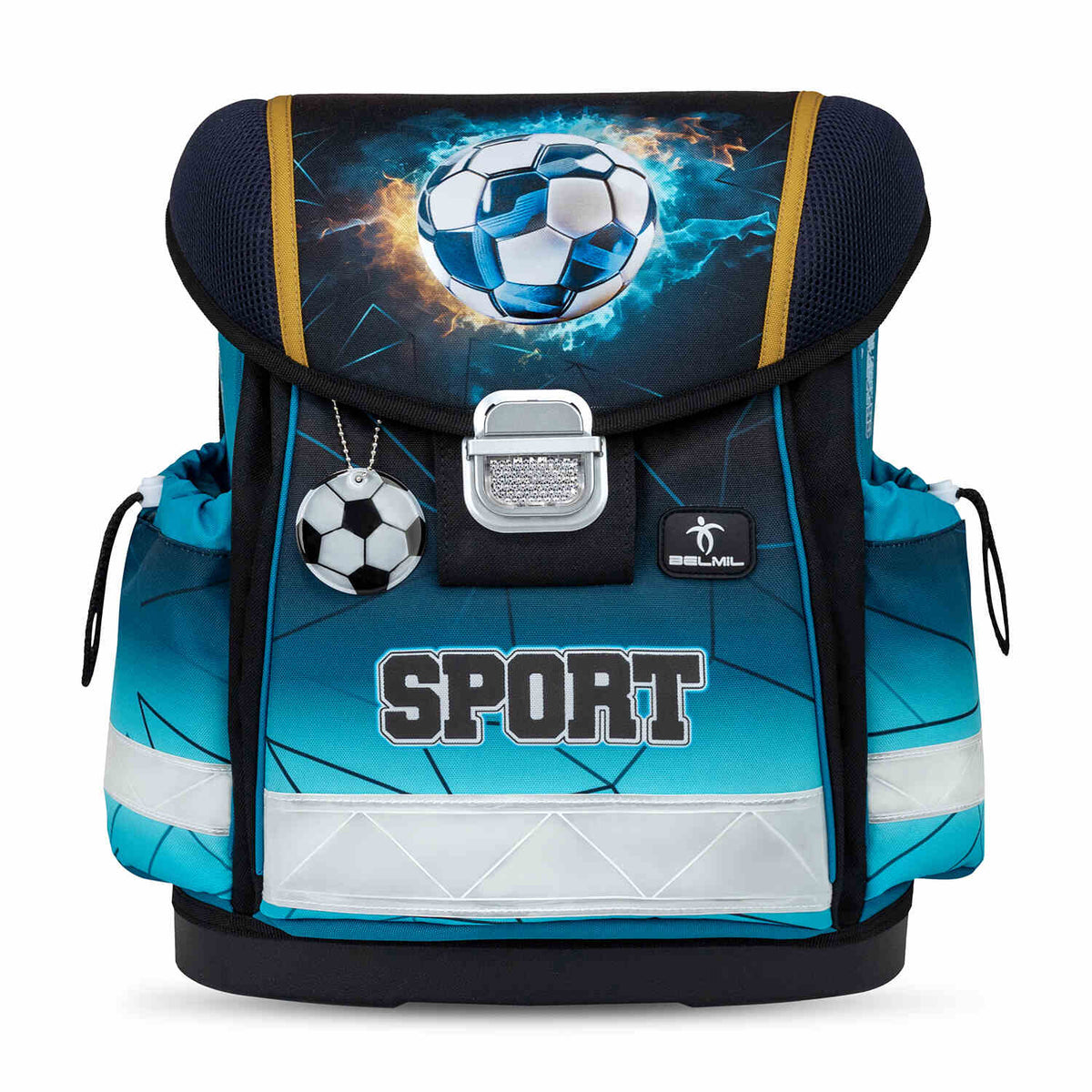 Close-up of The Ergonomic School Bag Set for Boys – Belmil Classy Fire Football (5 pcs) highlighting the breathable padding.
