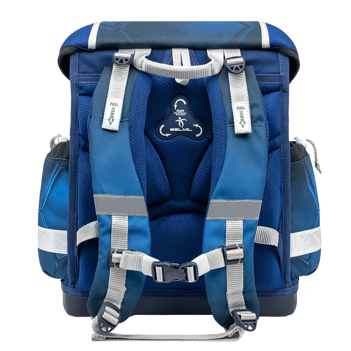 Ergonomic School Bag Set for Boys– Belmil Classy Football 4 (4 pcs) featuring easy-to-use metal buckle for safety.