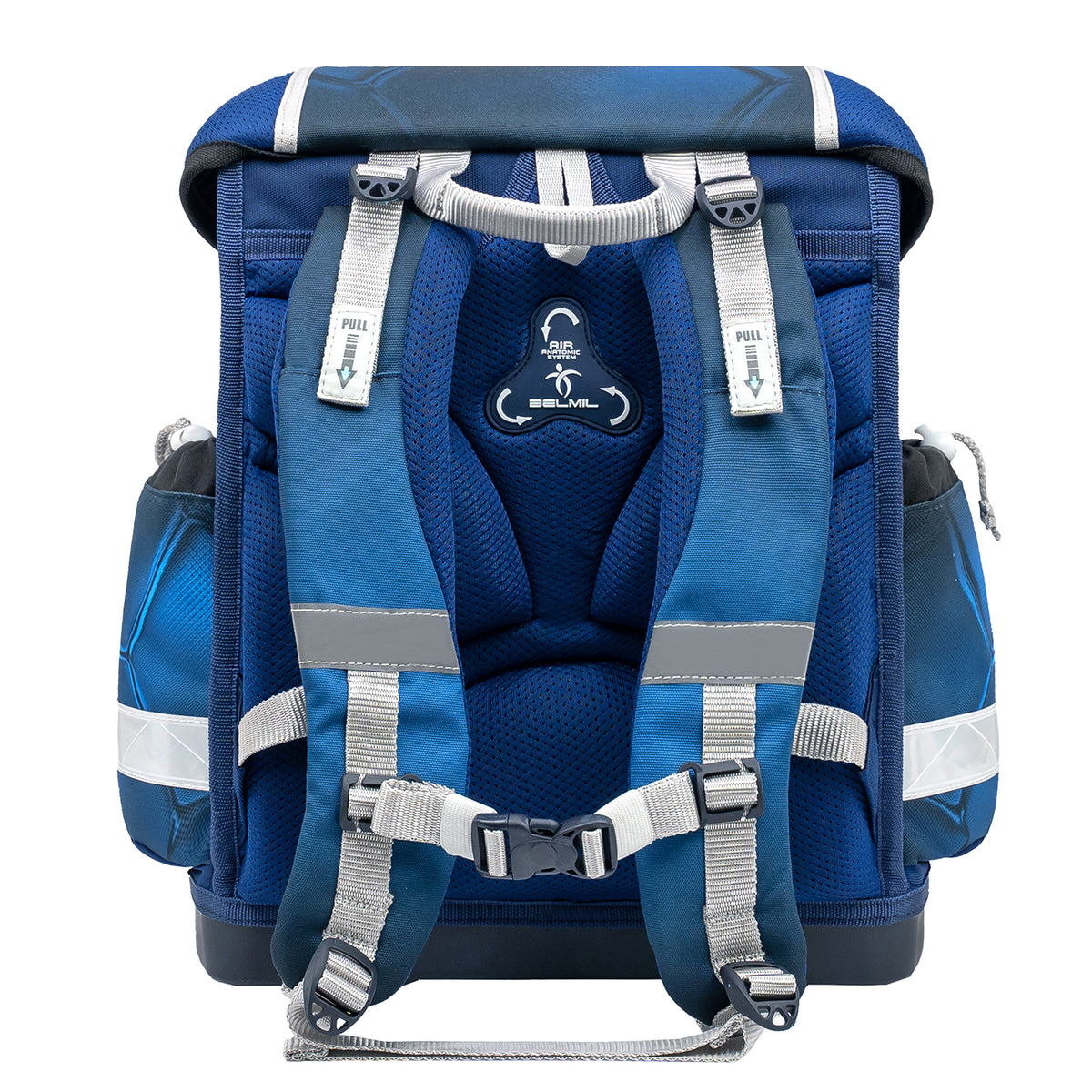 The lightweight and ergonomic features of the Belmil Classy Ergonomic School Bag Set for Boys “Football 4” Design + Dinosaur Raincoat – 5-Piece Back-to-School Bundle.