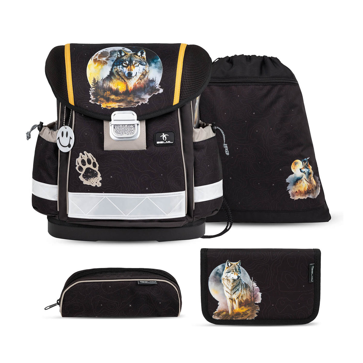 Ergonomic School Bag Set for Boys– Belmil Classy Moonless Night (4 pcs)