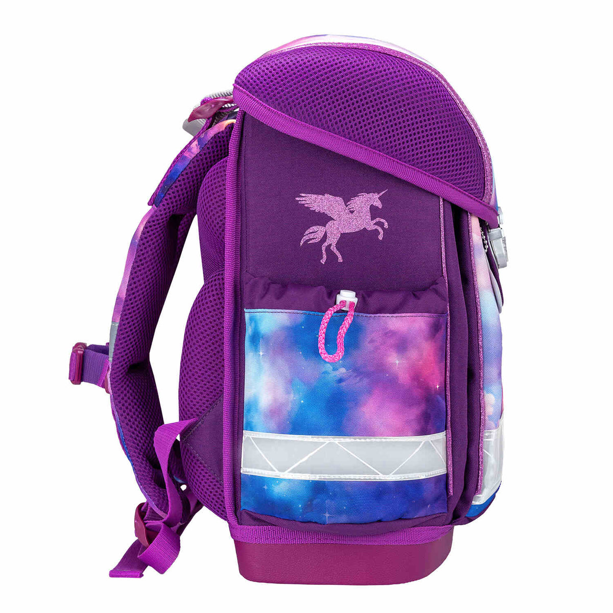 The Ergonomic School Bag Set for Girls – Belmil Classy Pegasus (5 pcs) highlighting the ergonomic shape and lightweight design.
