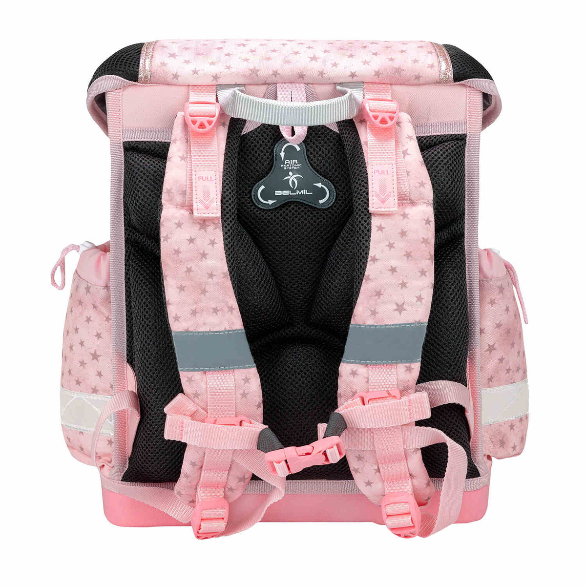 Image displaying the reflective safety elements of the Ergonomic School Bag Set for Girls – Belmil Classy Star Horses (4 pcs) designed for visibility.