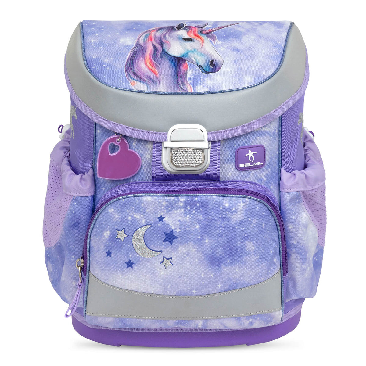 Back design of the Ergonomic School Bag Set for Girls – Belmil Mini-Fit Mistyc Luna (4 pcs) highlighting ergonomic shape and breathable padding.