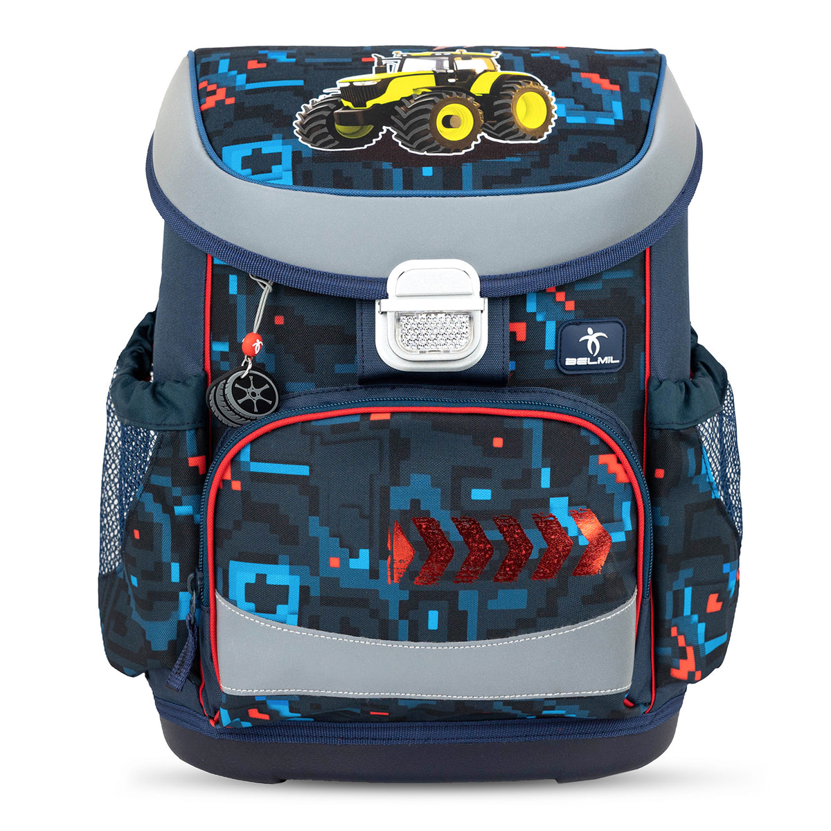 Ergonomic School Bag Set for Boys – Belmil Mini-Fit PixelTrak (4 pcs) featuring adjustable shoulder straps for personalized fit.