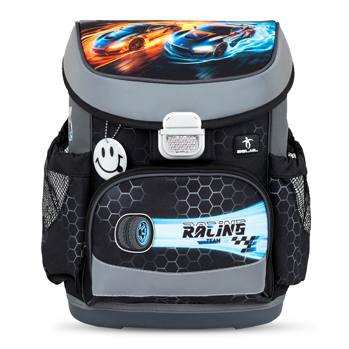 Close-up of the breathable back padding on the Ergonomic School Bag Set for Boys – Belmil Mini-Fit Race It (4 pcs) for maximum comfort.