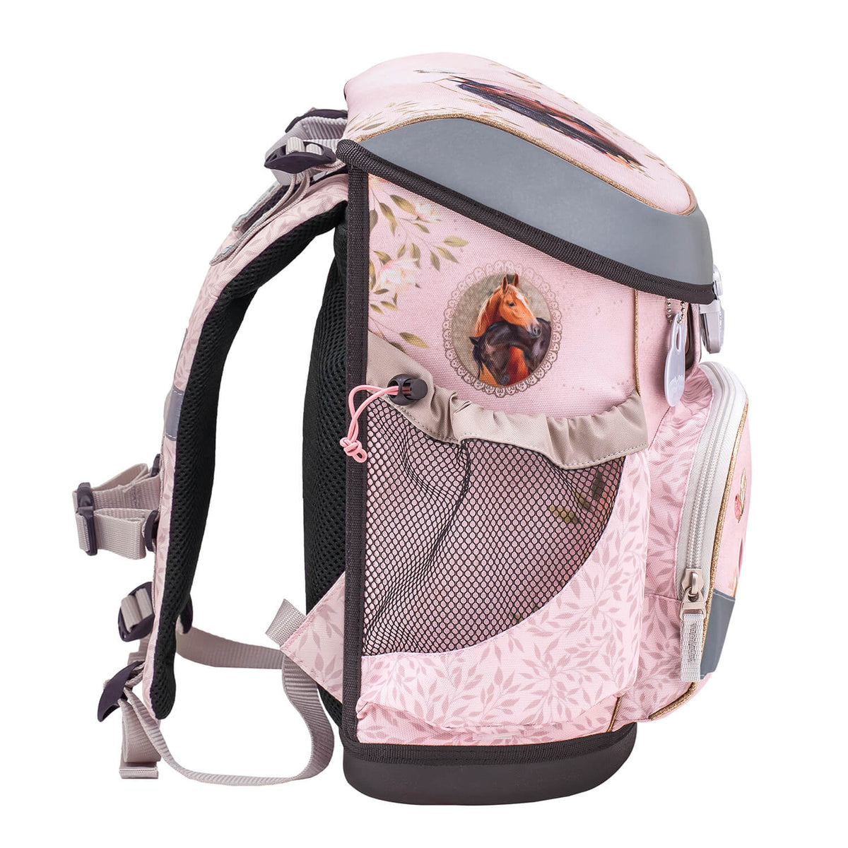 Ergonomically designed back padding of the Belmil Mini-Fit Horse Chestnut schoolbag set 4 pcs ensuring comfort for kids – Ergonomic School Bag Set for Girls – Belmil Mini-Fit Horse Chestnut (4 pcs).