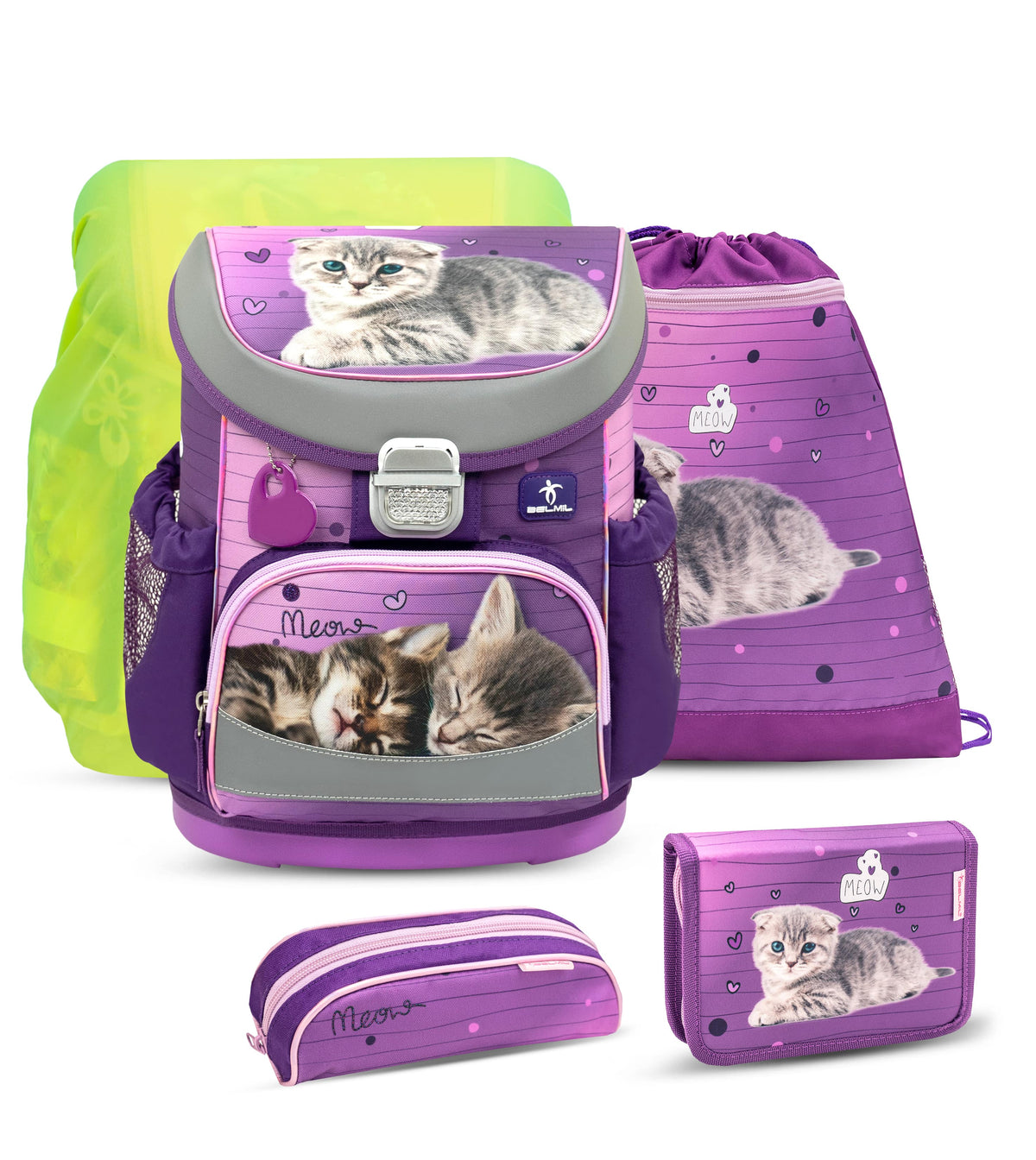 Ergonomic School Bag Set for Girls– Mini-Fit Little Caty School Bag Set with Rain Cover (5 pcs)