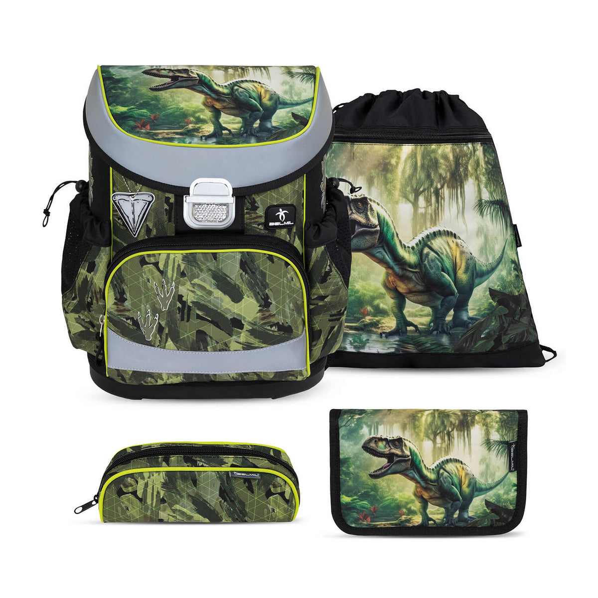 Mini-Fit Lost World schoolbag set 4 pcs, featuring ergonomic design for comfort, perfect for young boys.