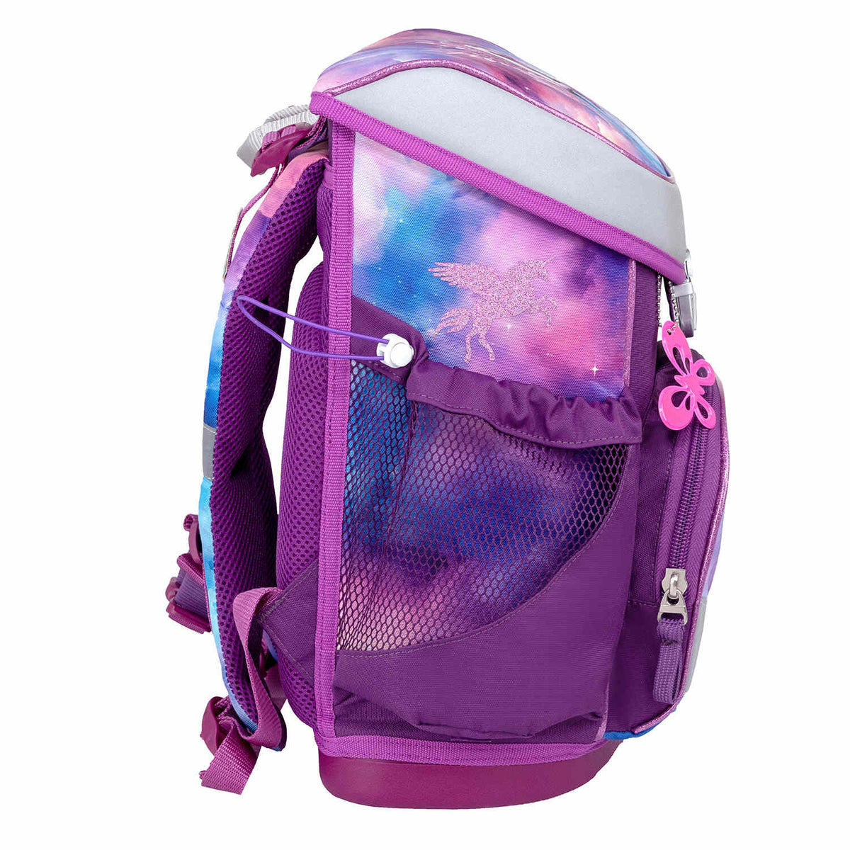 The Mini-Fit Pegasus schoolbag set 4 pcs with two large inner compartments ideal for A4 papers, part of the ergonomic school bag set for girls – Belmil Mini-Fit Pegasus (4 pcs).