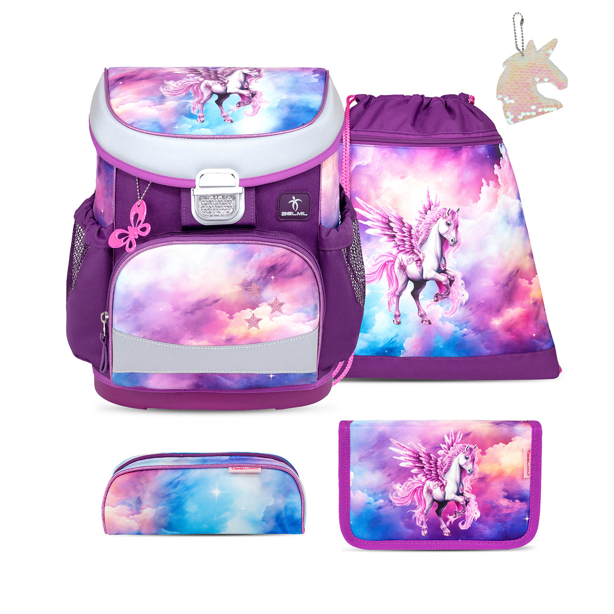 Mini-Fit Pegasus schoolbag set with keychain 5 pcs