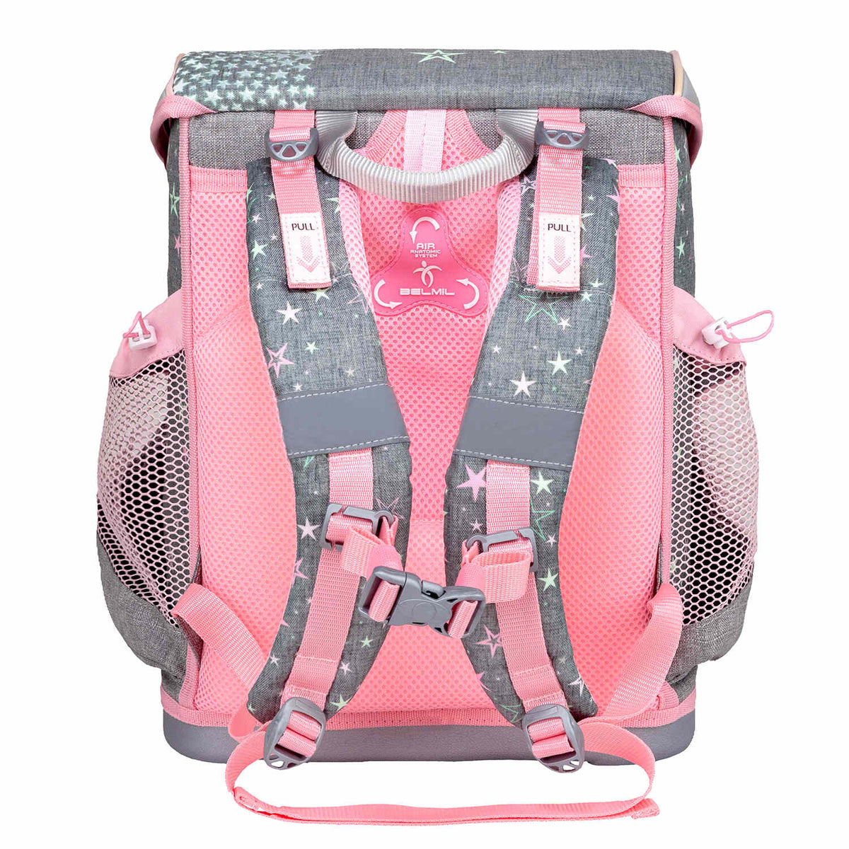 The Mini-Fit Shine Bright schoolbag set 4 pcs demonstrating its lightweight design perfect for daily school use. Ergonomic School Bag Set for Girls – Belmil Mini-Fit Shine Bright (4 pcs).