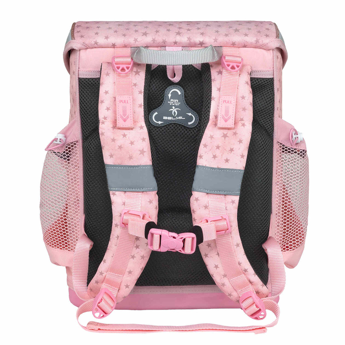 Ergonomic School Bag Set for Girls – Belmil Mini-Fit Star Horses (4 pcs) in pink with playful horse designs on display.