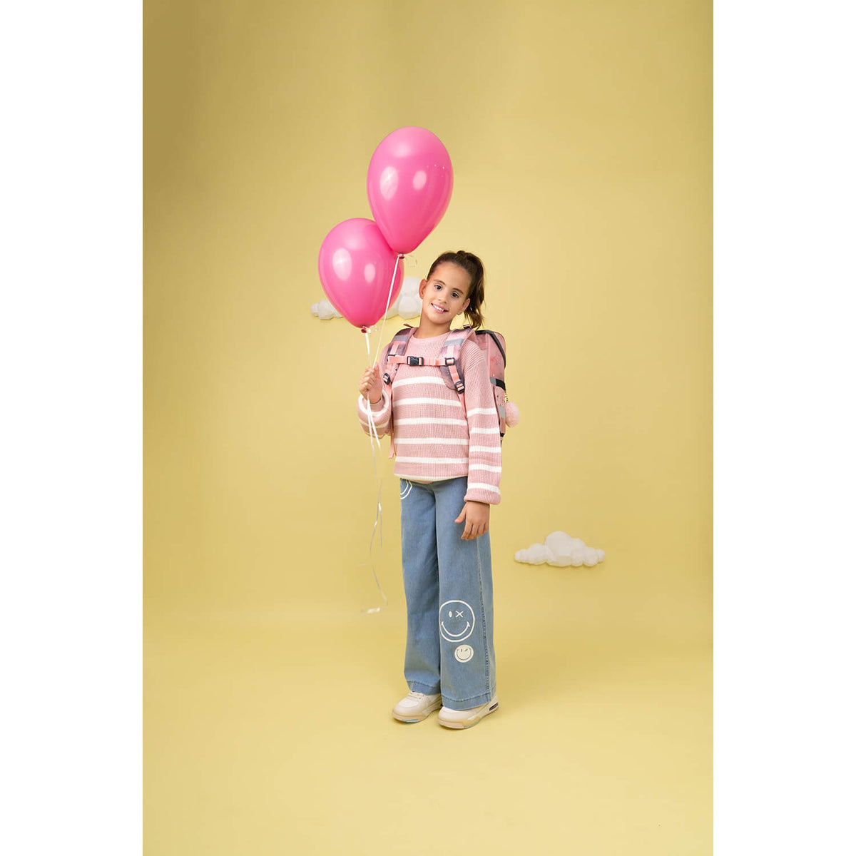 Compact Ballerina Black Pink schoolbag set 4 pcs in use by a child, demonstrating the ergonomic fit and stylish design, from Belmil's Ergonomic School Bag Set for Girls.