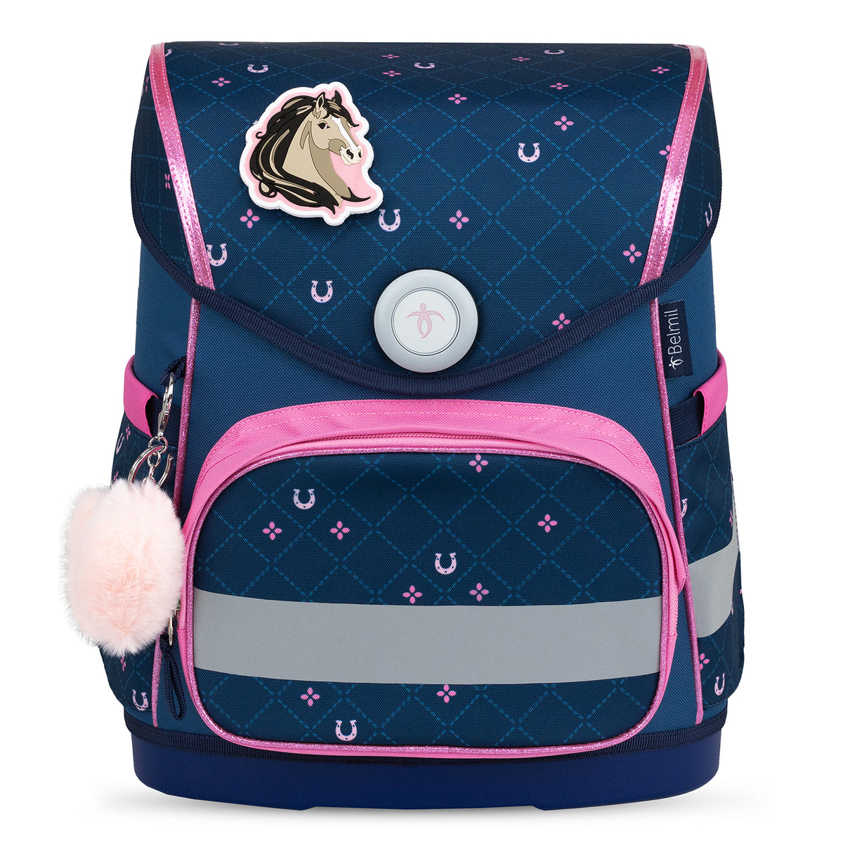 Detail of the ergonomic back panel of Belmil Compact Ergonomic School Bag Set “Meet your Horses” Design + Unicorn Raincoat – designed for girls.