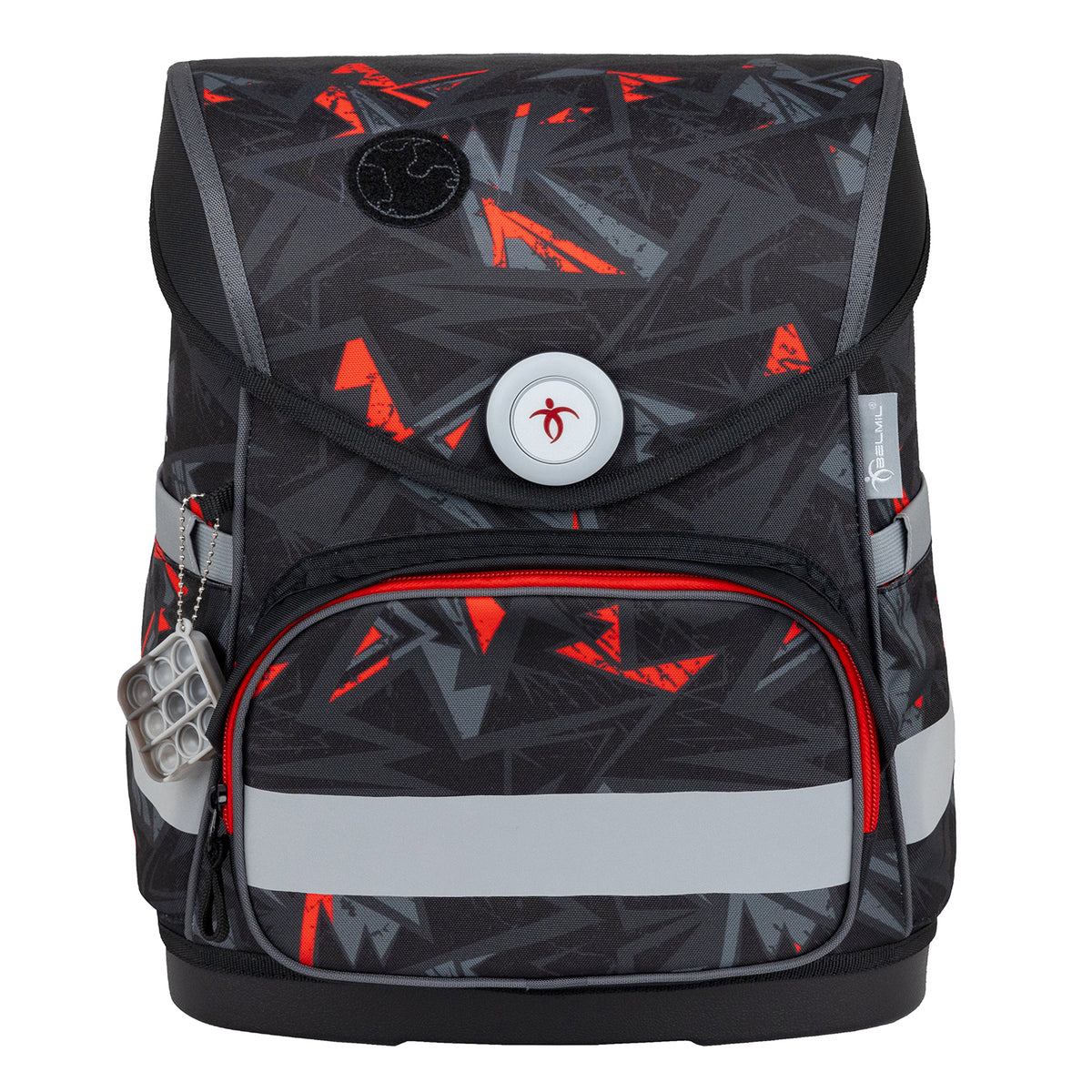 Adjustable straps on the Belmil Compact Ergonomic School Bag Set “Drivex” Design + Dinosaur Raincoat – 5-Piece Set for Boys.
