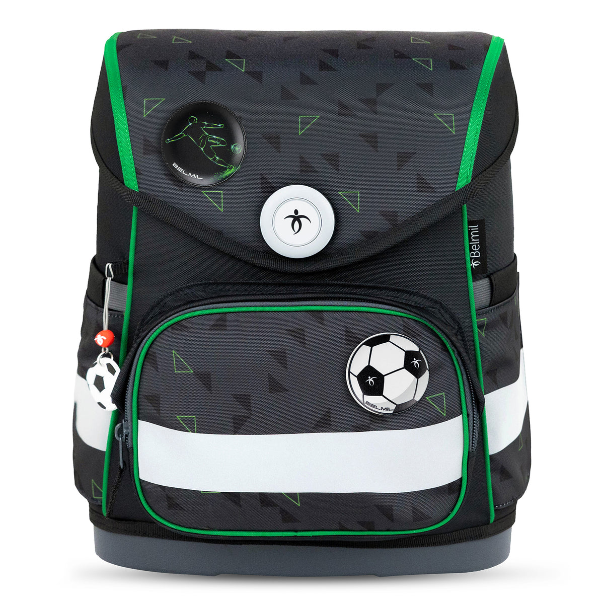 Close-up of the adjustable straps on the Belmil Compact Ergonomic School Bag Set “Striker X” Design + Dinosaur Raincoat – 5-Piece Set for Boys, showcasing ergonomic support.