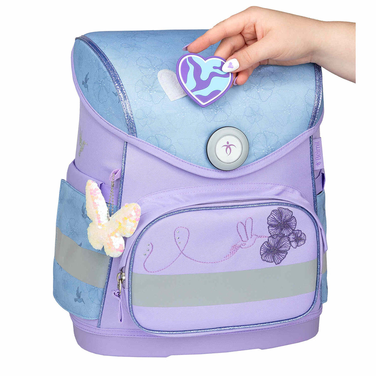 Kids using the Ergonomic School Bag Set for Girls – Belmil Compact Tropical Hummingbird, showcasing its ergonomic design.