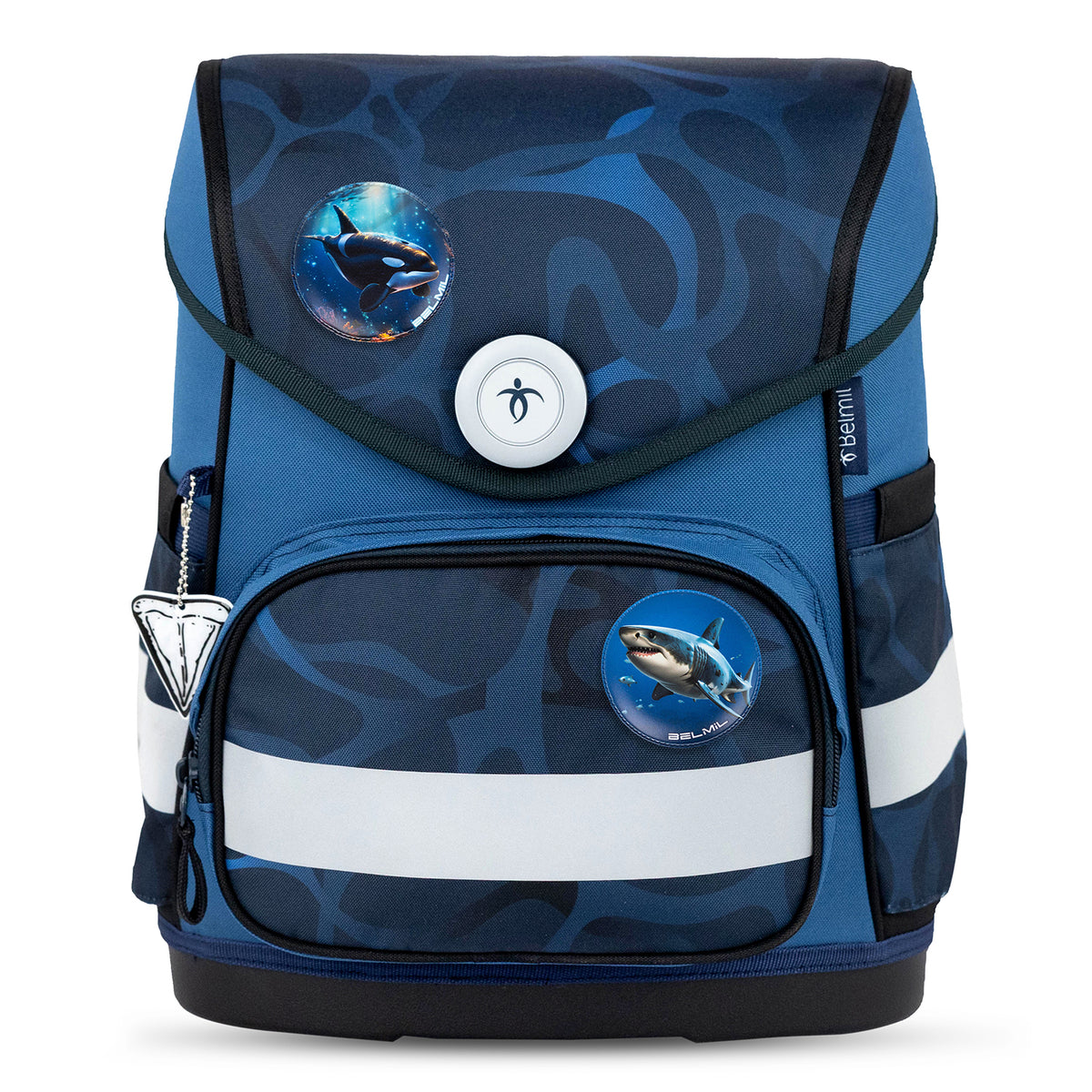 The 'Wave Storm' Dinosaur Raincoat included in the Belmil Compact Ergonomic School Bag Set, perfect for keeping young boys dry while at school.