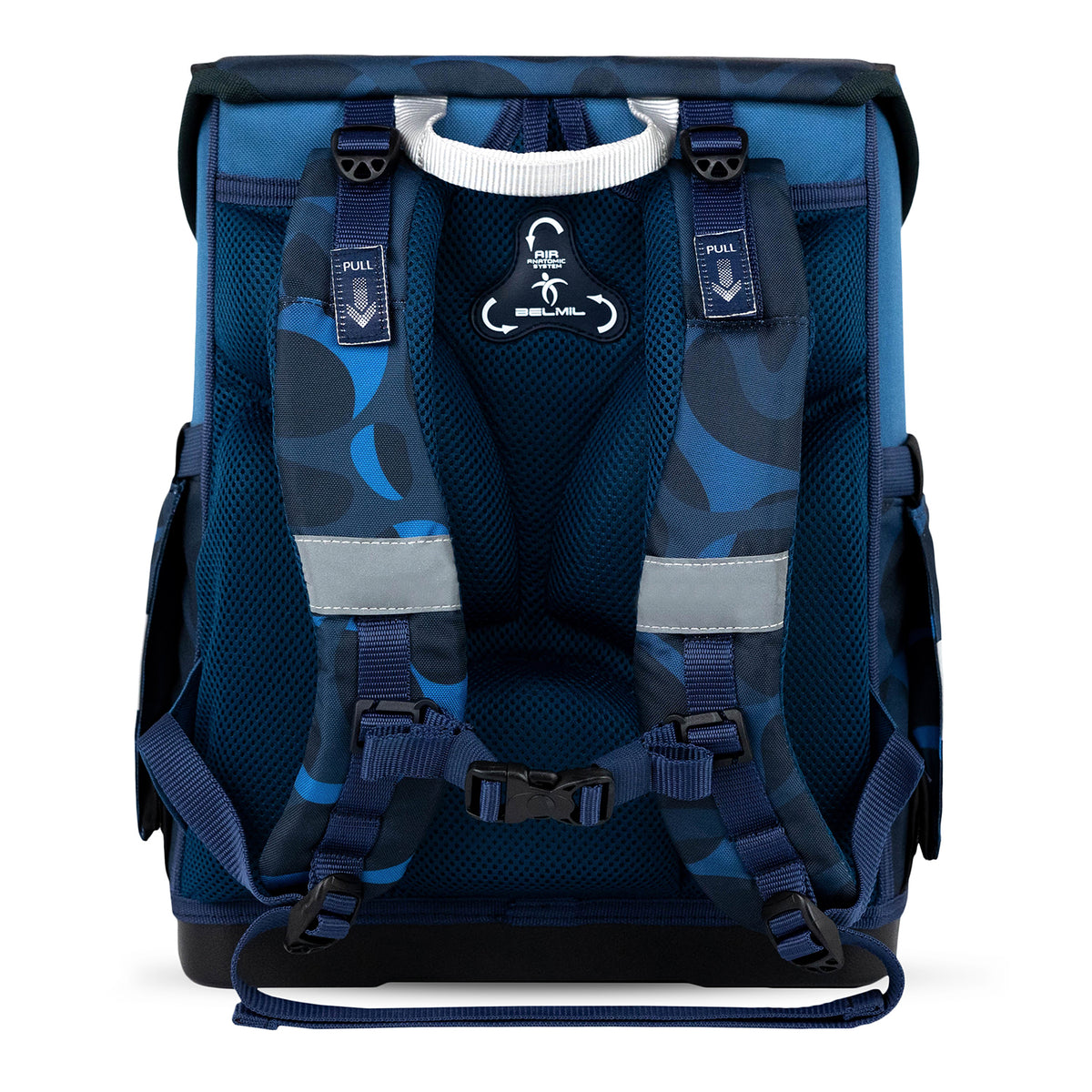 Front pocket of the Ergonomic School Bag Set for Boys – Belmil Compact Wave Storm (5 pcs) designed for easy access to a pencil case.