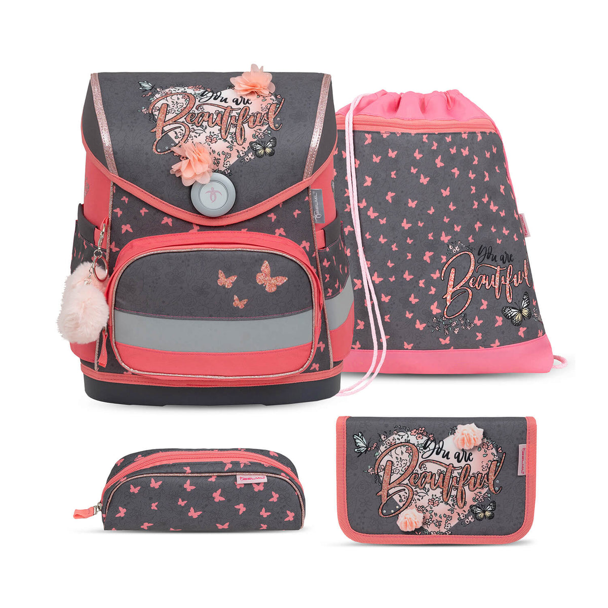 Compact Bloomy Blossom schoolbag set 4 pcs