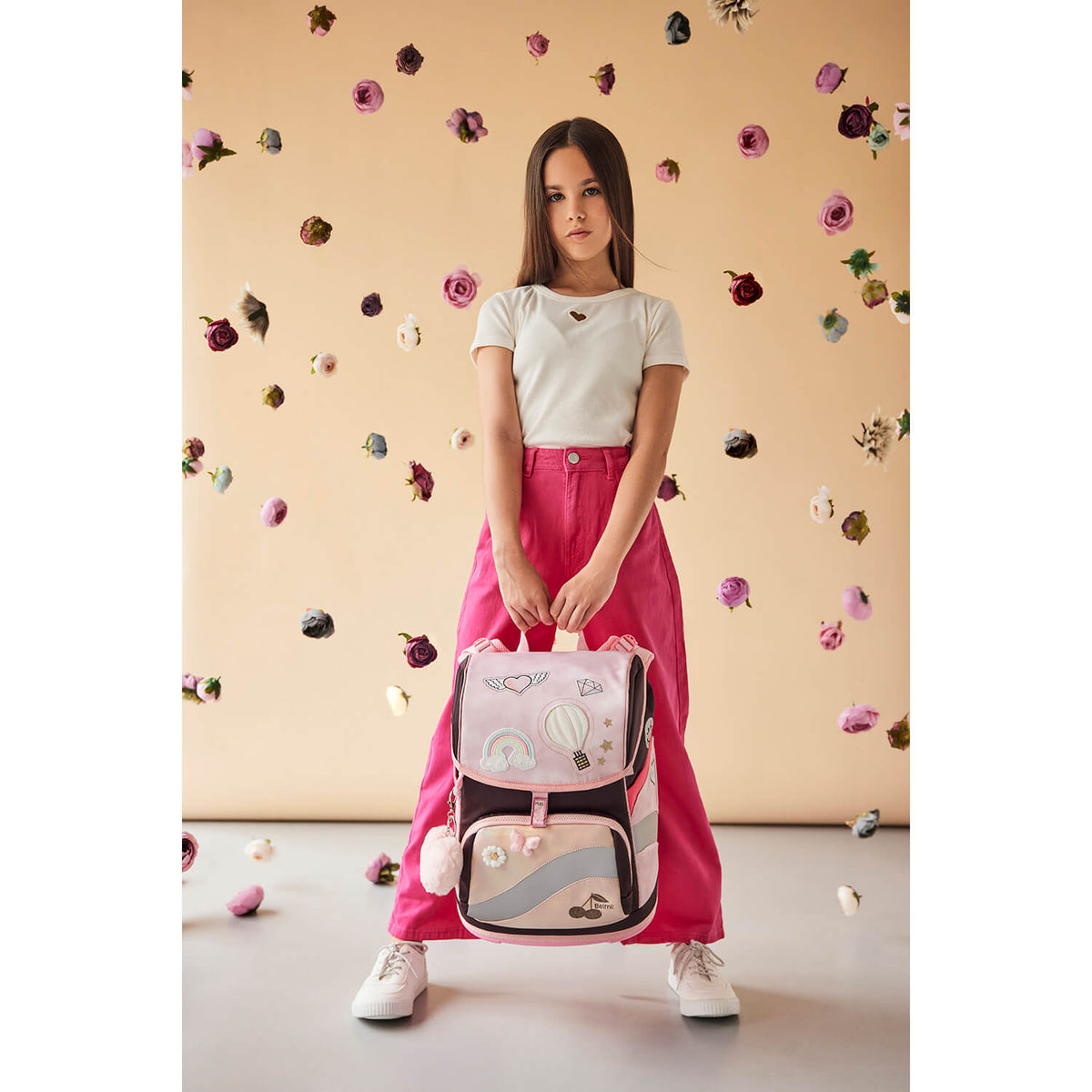 Premium School Bag Set for Girls - Belmil Smarty Plus Glam schoolbag set 5 pcs including pencil case and accessories.