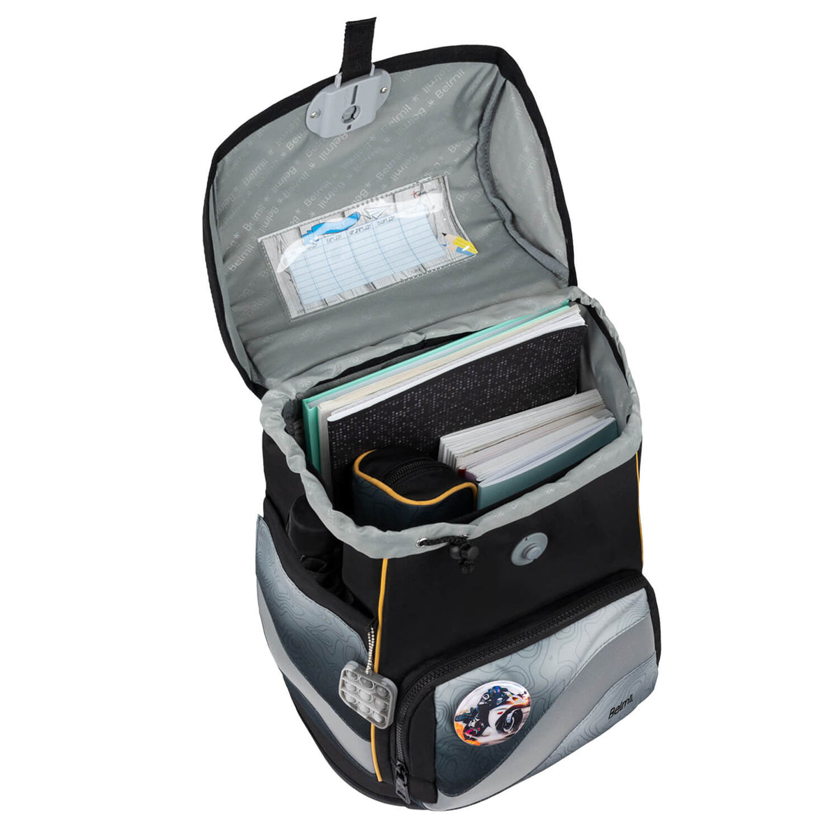 Premium Belmil School Bag Set for Boys – Smarty Plus Black Grey schoolbag set 6 pcs