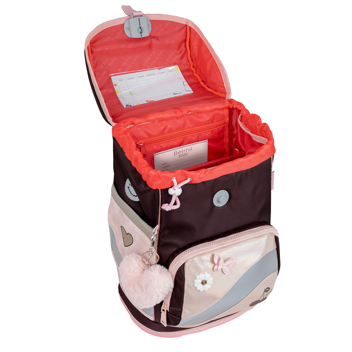 Attractive design of Smarty Plus Glam Schoolbag set 5 pcs by Belmil - Premium School Bag Set for Girls.