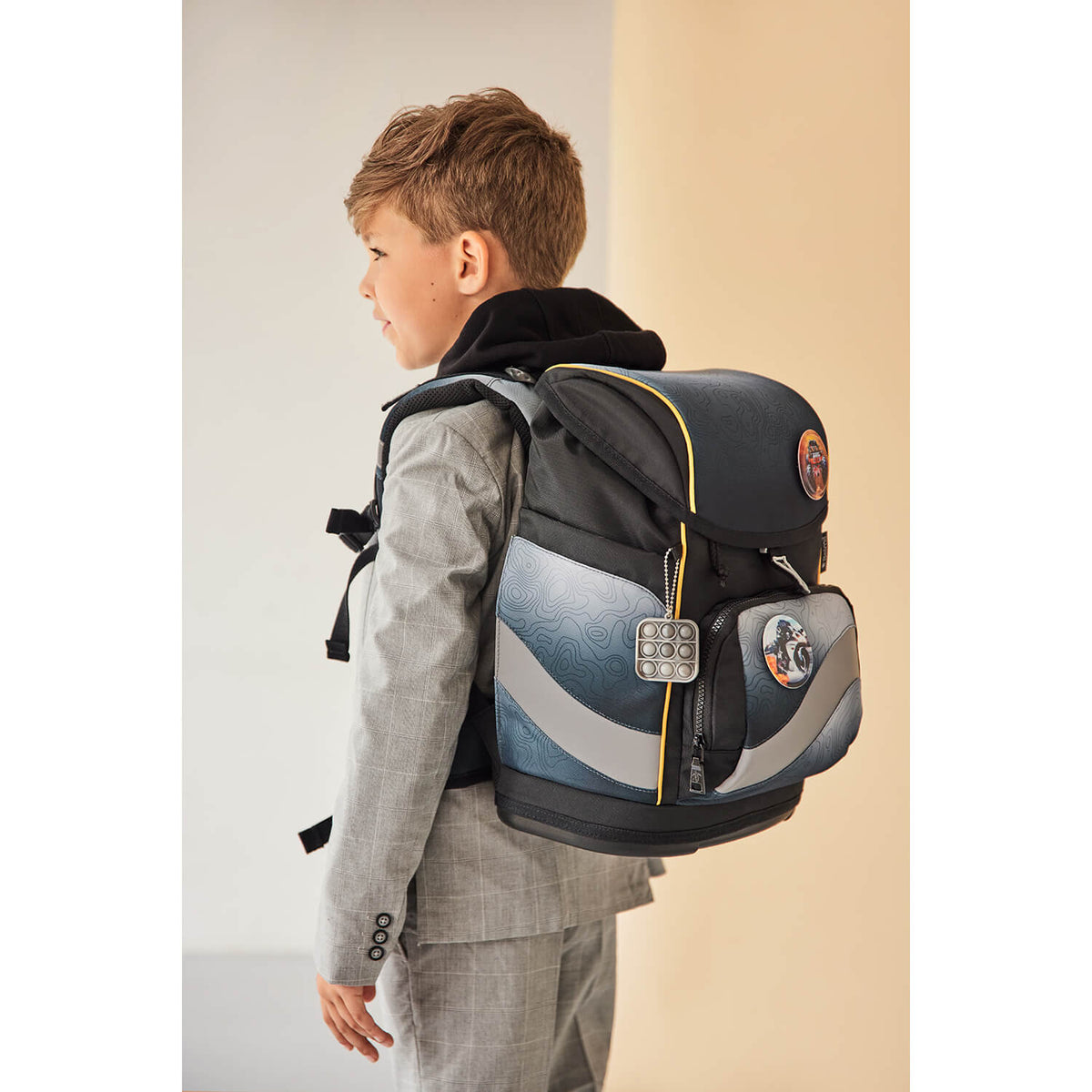Premium Belmil School Bag Set for Boys – Smarty Plus Black Grey schoolbag set 6 pcs