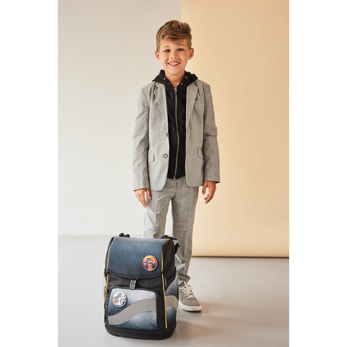 Premium Belmil School Bag Set for Boys – Smarty Plus Black Grey schoolbag set 6 pcs