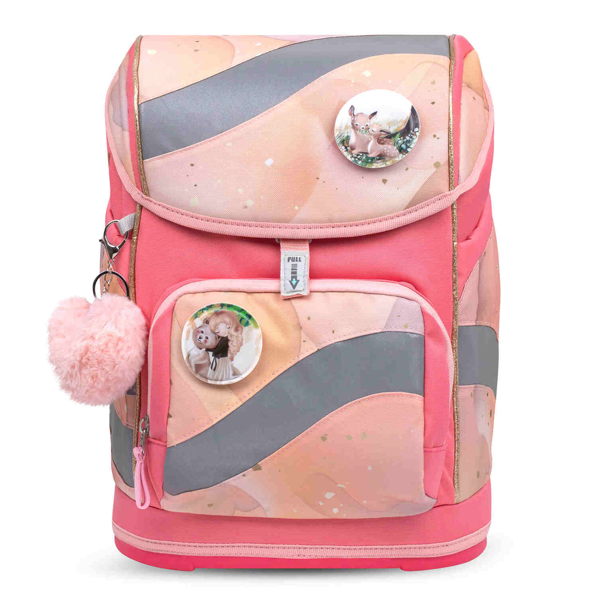 Stylish application of the Belmil Patch Set – 3-Piece Velcro Patches 'Forest' on a backpack, adding a fairy-tale touch.