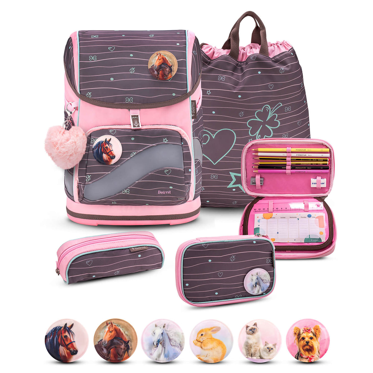 Premium Belmil School Bag Set for Girls – Smarty Plus Mint schoolbag set 6 pcs