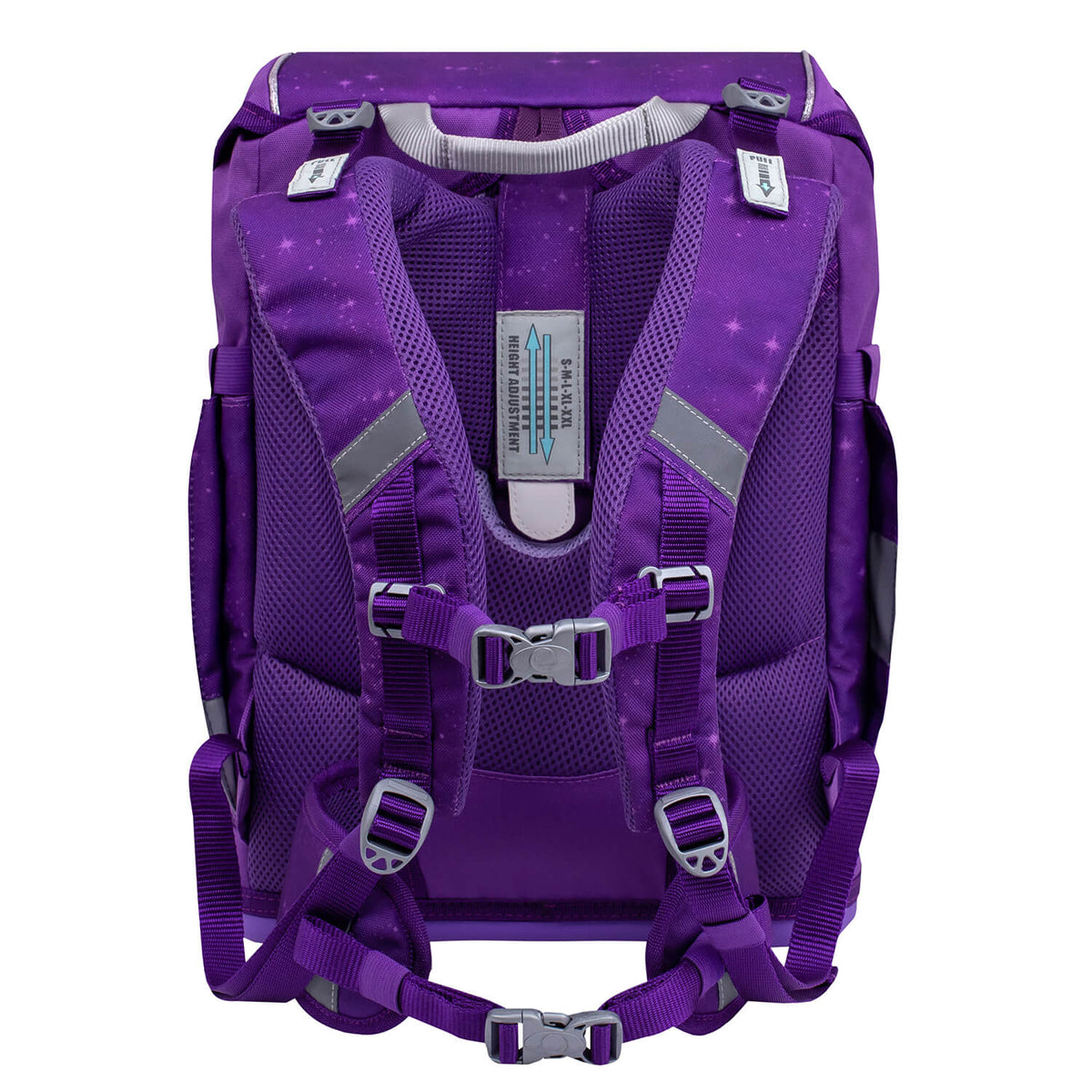 The innovative features of the Belmil Smarty Purple Sky Ergonomic School Bag Set – 5-Piece Set with 9 Interchangeable Patches and Hip Belt, ideal for comfort and style for girls in the 2025 school year. Don't miss this on SALE!