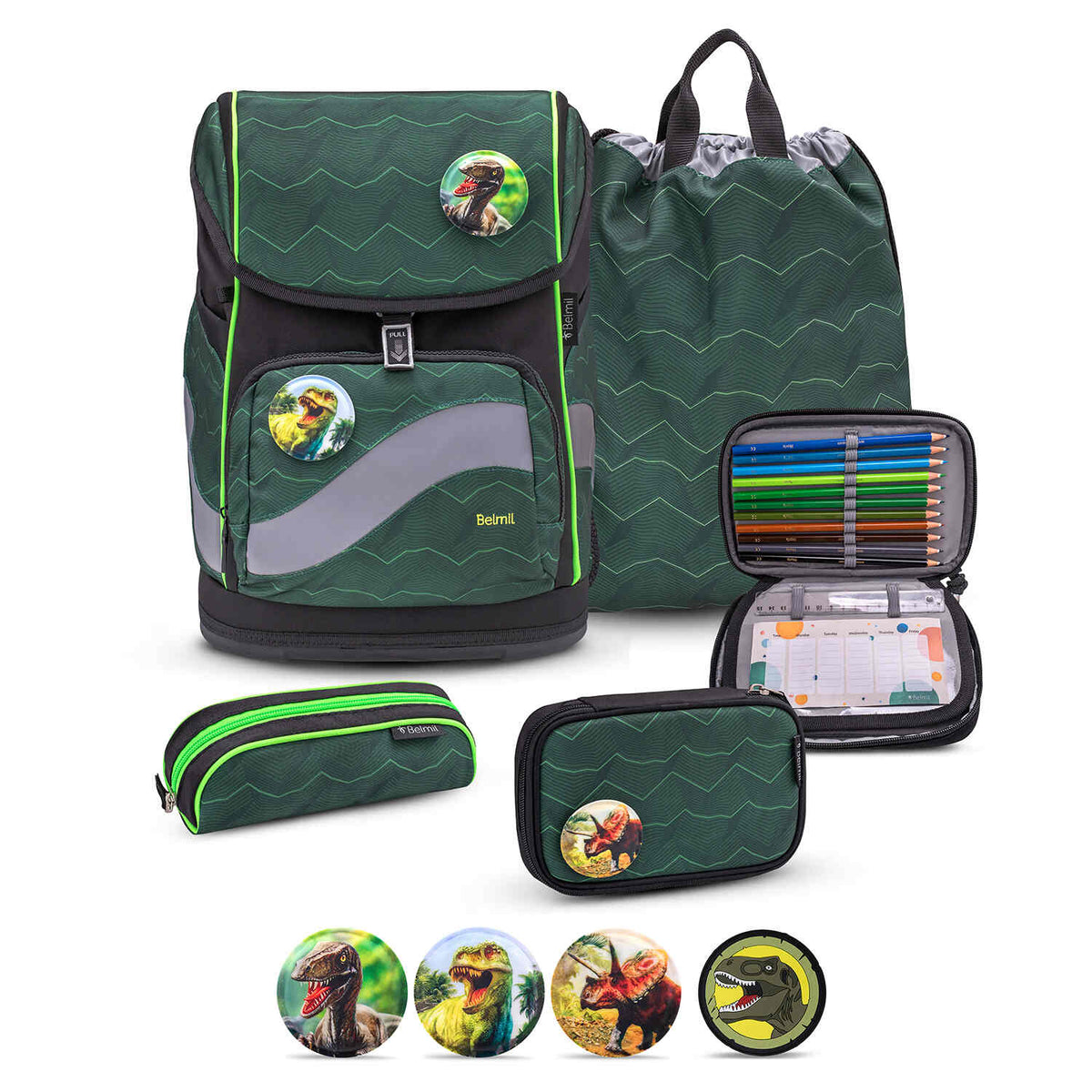 Premium Belmil School Bag Set for Boys – Smarty Plus Twist of Lime schoolbag set 5 pcs