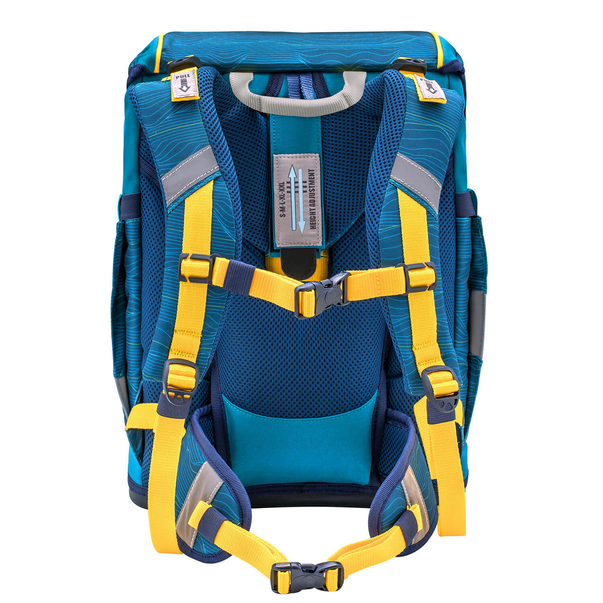 Unpacking the Belmil Smarty Waves Orange Ergonomic School Bag Set – 5-Piece Set with 9 Interchangeable Patches and Hip Belt, including its components.