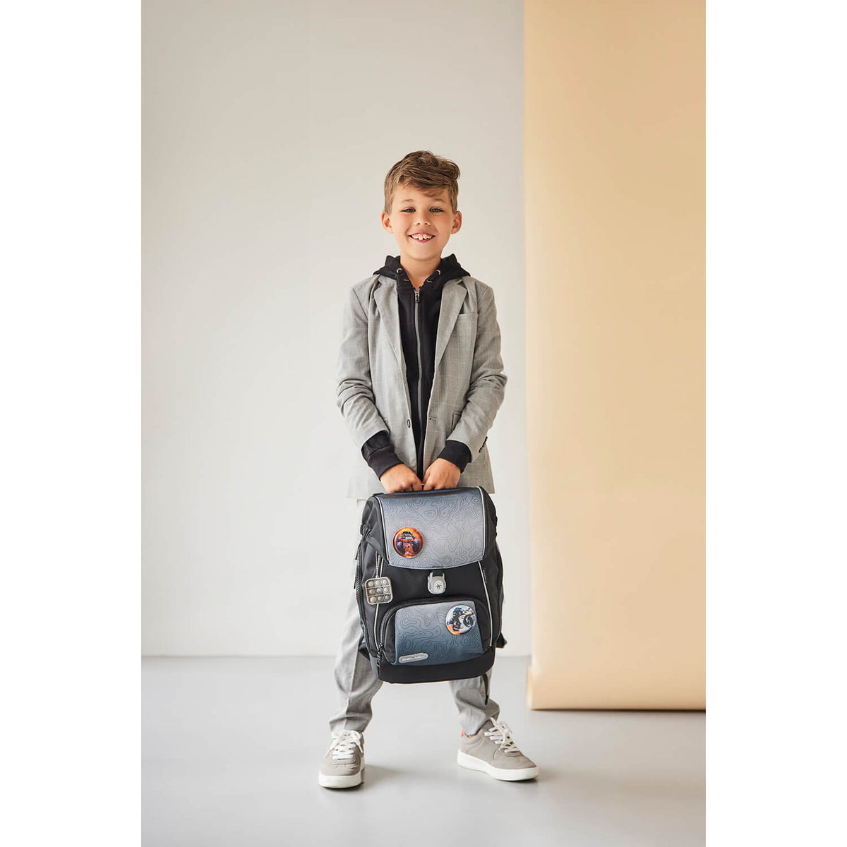 Premium Comfy Plus Black Grey Schulranzen Set 5tlg.