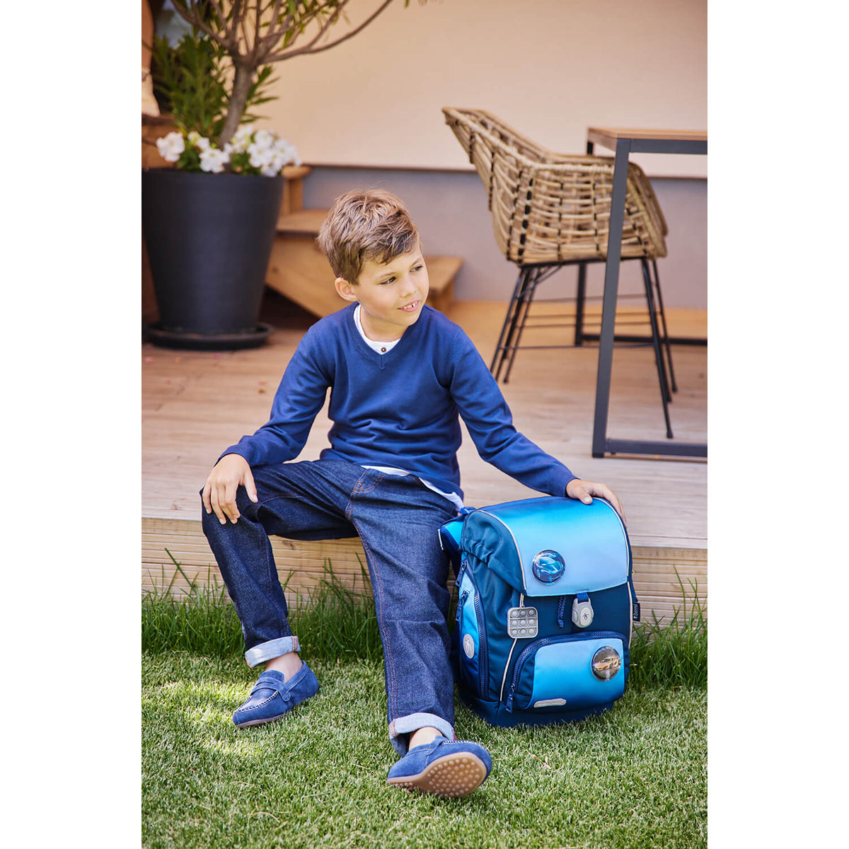 Premium Comfy Plus Blue Navy Schulranzen Set 5tlg.
