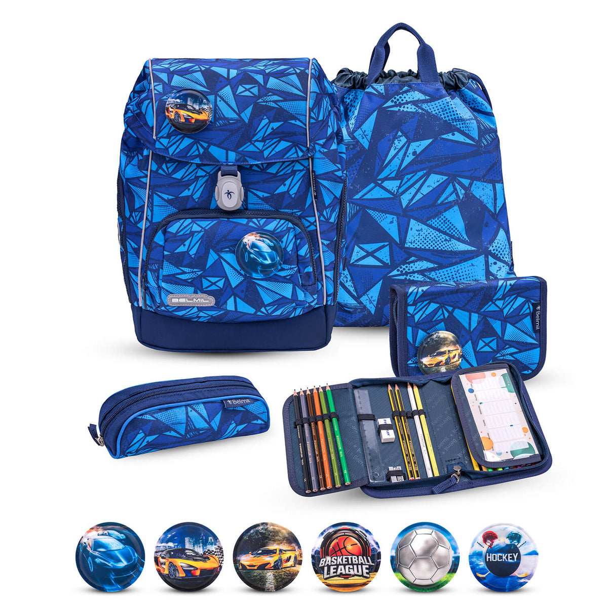 Premium Comfy Plus Glacier Blue Schoolbag set 5pcs.