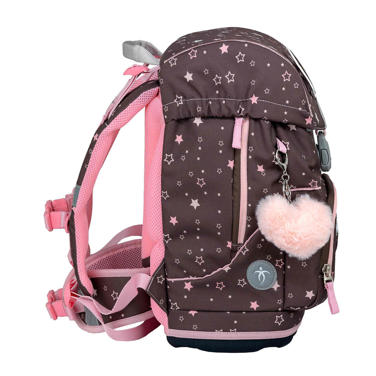 Side pockets of the Belmil school bag, perfect for holding a water bottle or umbrella on the go.